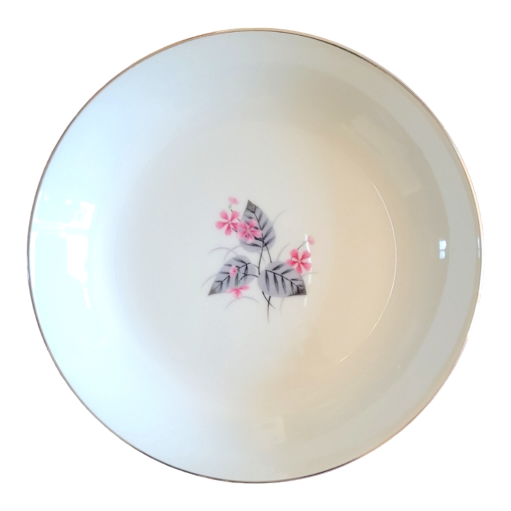 Vtg 50's Lyrics By Narumi Fine China Japan Pink Gray Coupe Soup Cereal Bowl